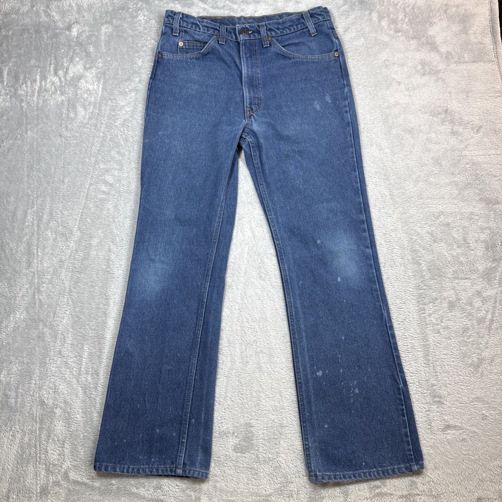 Levis 516 Jeans Mens 34x32 (Fits 33x30) Blue Distressed Saddleman Bootcut